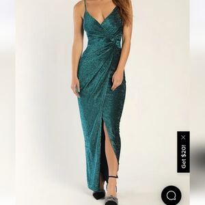 Lulu's Teal Sparkle Midi Dress